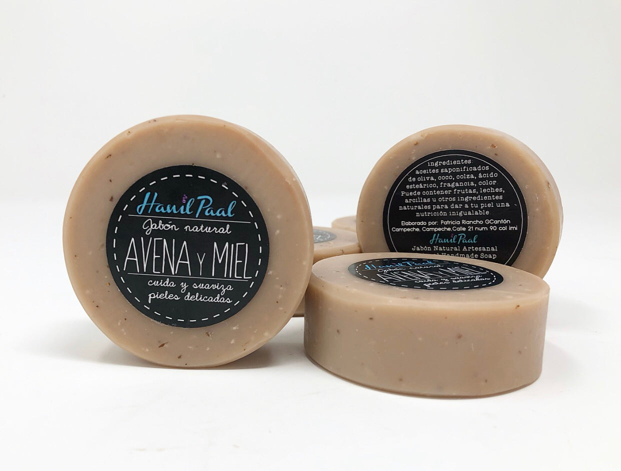 Jabon natural de avena y miel